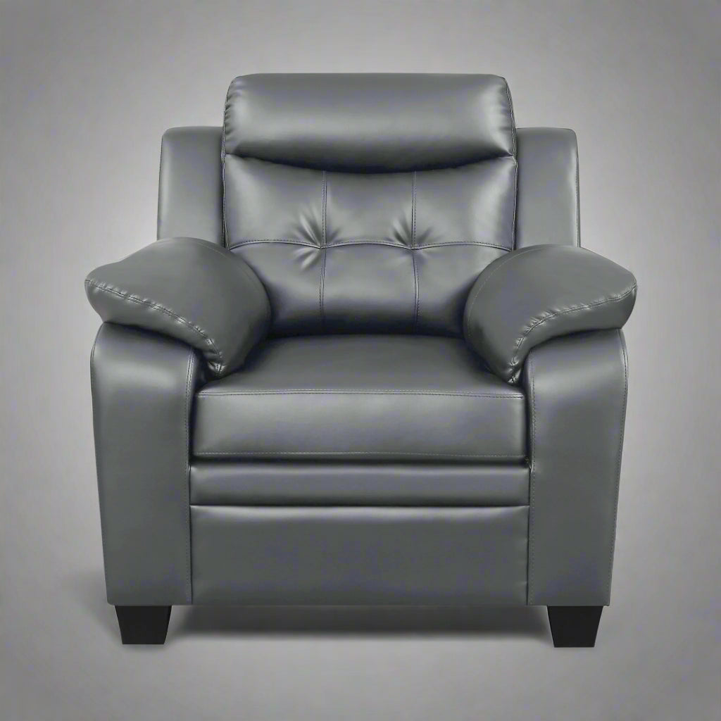 “Black leatherette 3-piece sofa set in modern living room”
“Gray leatherette sofa with tufted backrest and armrests”
“1-seater armchair in black leatherette with plush cushion”
“3-seater tufted leatherette couch in gray finish”
“Modern 3-piece sofa set including sofa, loveseat, and armchair”