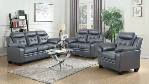 “Black leatherette 3-piece sofa set in modern living room”
“Gray leatherette sofa with tufted backrest and armrests”
“1-seater armchair in black leatherette with plush cushion”
“3-seater tufted leatherette couch in gray finish”
“Modern 3-piece sofa set including sofa, loveseat, and armchair”