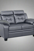 “Black leatherette 3-piece sofa set in modern living room”
“Gray leatherette sofa with tufted backrest and armrests”
“1-seater armchair in black leatherette with plush cushion”
“3-seater tufted leatherette couch in gray finish”
“Modern 3-piece sofa set including sofa, loveseat, and armchair”
