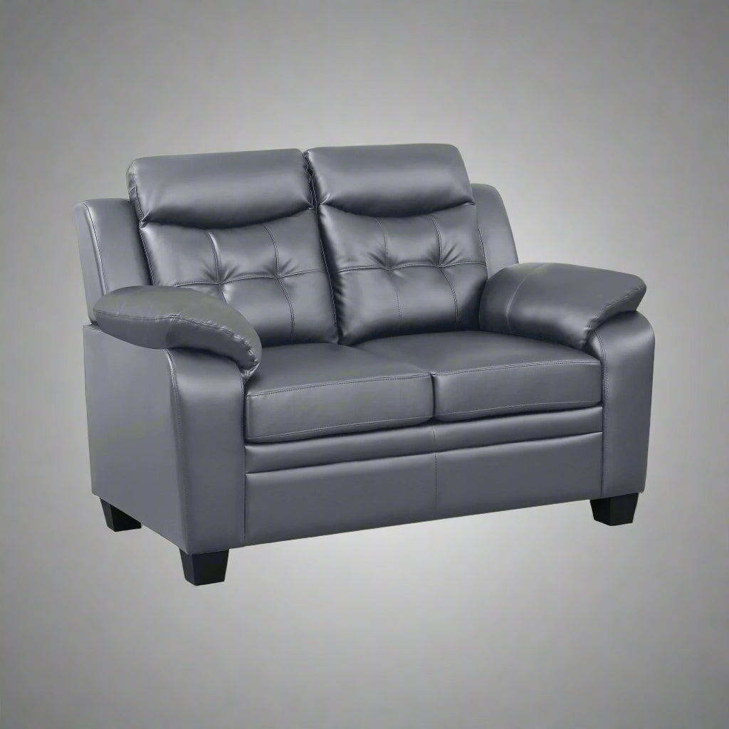 “Black leatherette 3-piece sofa set in modern living room”
“Gray leatherette sofa with tufted backrest and armrests”
“1-seater armchair in black leatherette with plush cushion”
“3-seater tufted leatherette couch in gray finish”
“Modern 3-piece sofa set including sofa, loveseat, and armchair”