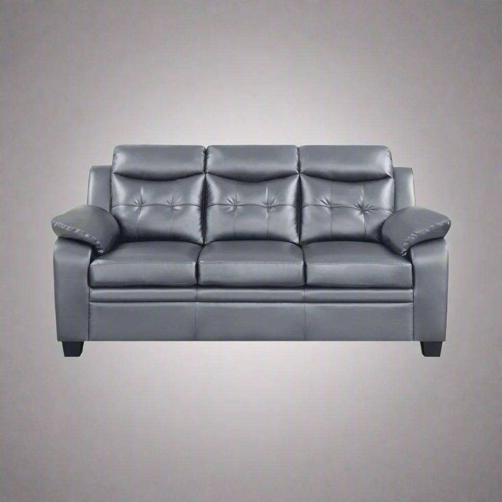 “Black leatherette 3-piece sofa set in modern living room”
“Gray leatherette sofa with tufted backrest and armrests”
“1-seater armchair in black leatherette with plush cushion”
“3-seater tufted leatherette couch in gray finish”
“Modern 3-piece sofa set including sofa, loveseat, and armchair”