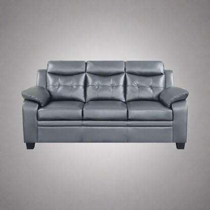 “Black leatherette 3-piece sofa set in modern living room”
“Gray leatherette sofa with tufted backrest and armrests”
“1-seater armchair in black leatherette with plush cushion”
“3-seater tufted leatherette couch in gray finish”
“Modern 3-piece sofa set including sofa, loveseat, and armchair”