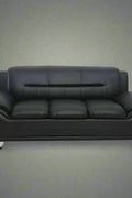 3PCS Modern Faux Leather Sofa Set – Red & Black Sofa, Loveseat, and Armchair with Chrome Legs for Contemporary Living Room