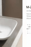 Modern countertop bathroom sink basin in white ceramic
Above counter square vessel sink installed on wooden vanity
Bathroom vanity bowl with chrome faucet and soap dispenser
Dimensions of square countertop sink with standard drain hole
Side and top view of glossy white vessel sink for powder room