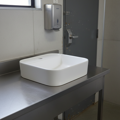 Rectangle Above Counter Vessel Sink 19″x15″ Small Countertop Installation Bathroom Sink White Porcelain Ceramic Lavatory Vanity Sink Basin Without Overflow Rectangle Above Counter Vessel Sink 19″x15″ Small Countertop Installation Bathroom Sink White Porcelain Ceramic Lavatory Vanity Sink Basin Without Overflow