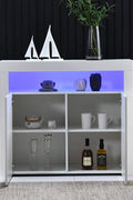 Modern LED High Gloss Storage Cabinet with Remote Control Lighting – Black or White – 51910 - with BLACK | Sold by Uncle Wiener's Wholesale