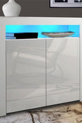 Modern LED High Gloss Storage Cabinet with Remote Control Lighting – Black or White – 51910 - with WHITE | Sold by Uncle Wiener's Wholesale