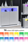 Modern LED High Gloss Storage Cabinet with Remote Control Lighting – Black or White – 51910 - with BLACK | Sold by Uncle Wiener's Wholesale