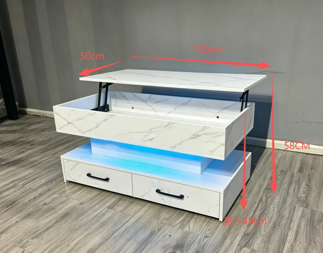 Modern Lift Top RGB LED Coffee Table Storage Drawers SKU 113228 - with White | Sold by Uncle Wiener's Wholesale