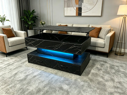 Modern Lift Top RGB LED Coffee Table Storage Drawers SKU 113228 - with Black | Sold by Uncle Wiener's Wholesale