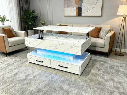 Modern Lift Top RGB LED Coffee Table Storage Drawers SKU 113228 - with White | Sold by Uncle Wiener's Wholesale