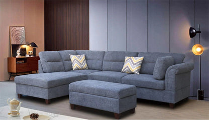 Modern Light Gray Sofa Set with Pillows & Ottoman – Left or Right Facing BT1926LG - with | Sold by Uncle Wiener's Wholesale