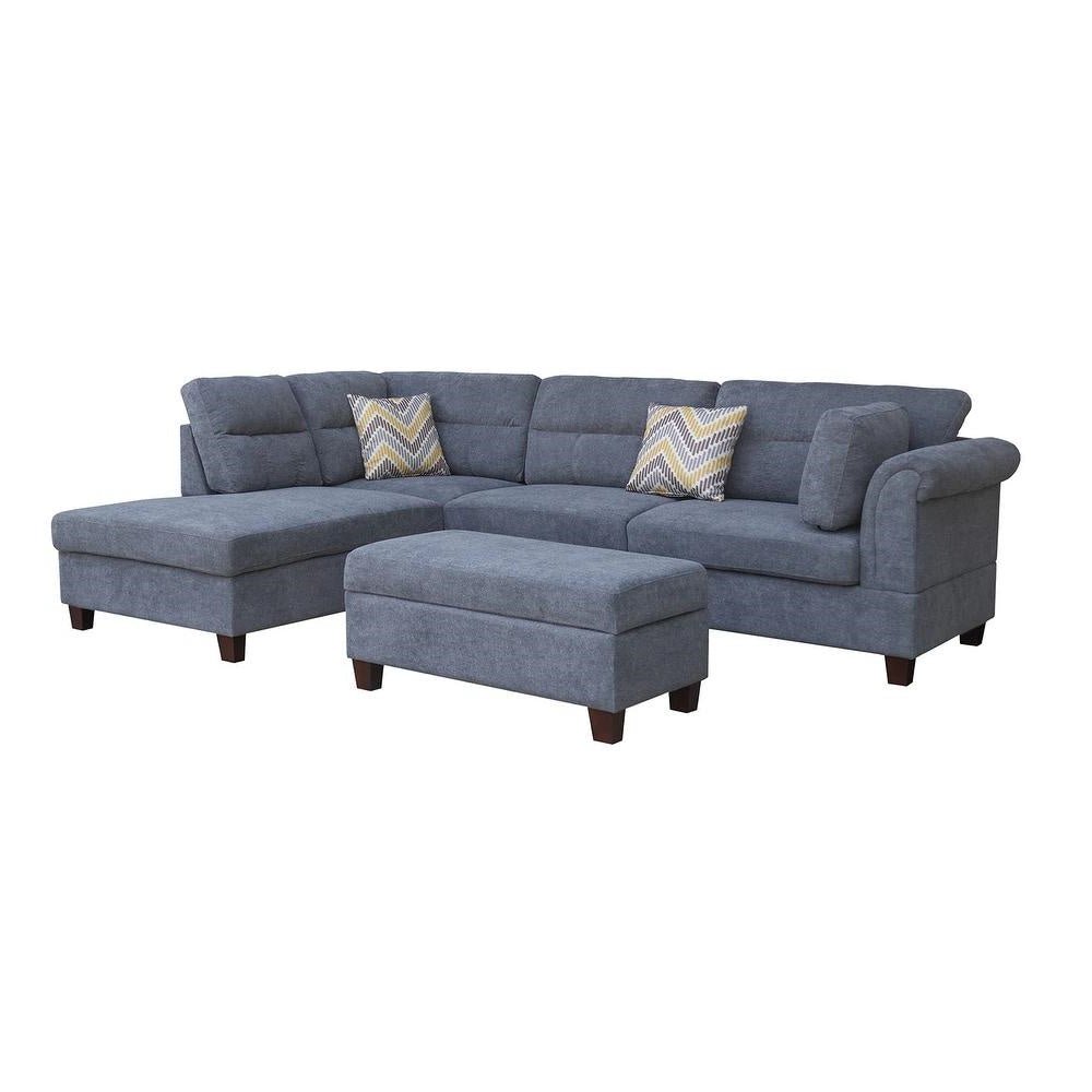 Modern Light Gray Sofa Set with Pillows & Ottoman – Left or Right Facing BT1926LG - with | Sold by Uncle Wiener's Wholesale
