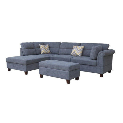 Modern Light Gray Sofa Set with Pillows & Ottoman – Left or Right Facing BT1926LG - with | Sold by Uncle Wiener's Wholesale