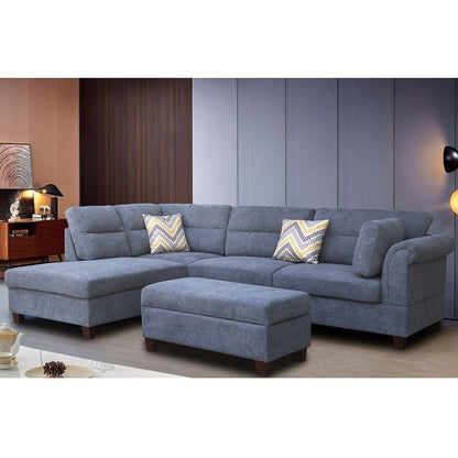 Modern Light Gray Sofa Set with Pillows & Ottoman – Left or Right Facing BT1926LG - with | Sold by Uncle Wiener's Wholesale