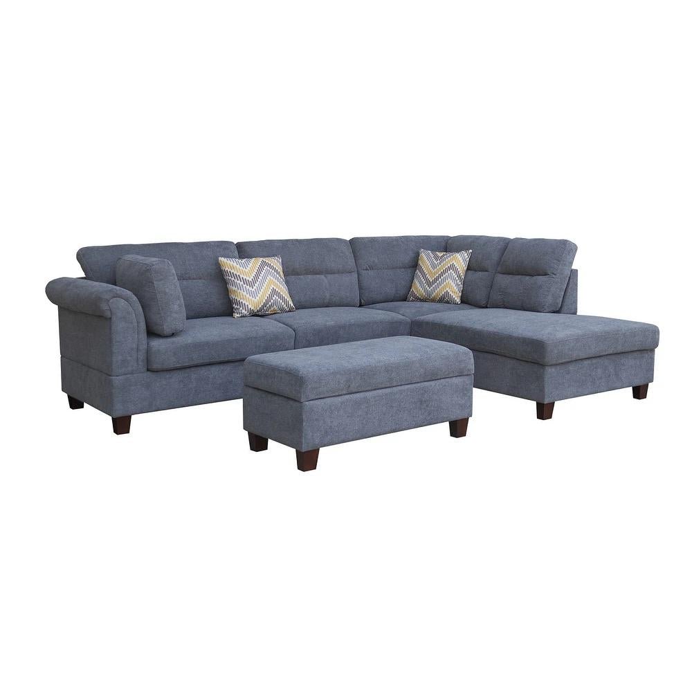 Modern Light Gray Sofa Set with Pillows & Ottoman – Left or Right Facing BT1926LG - with | Sold by Uncle Wiener's Wholesale