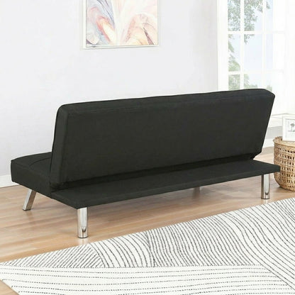 Modern Metal Frame Futon Sofa Bed – Convertible Sleeper Lounger with 226.8 kg (500 lb) Weight Capacity - Bedroom Furniture with BLACK | Sold by Uncle Wiener's Wholesale