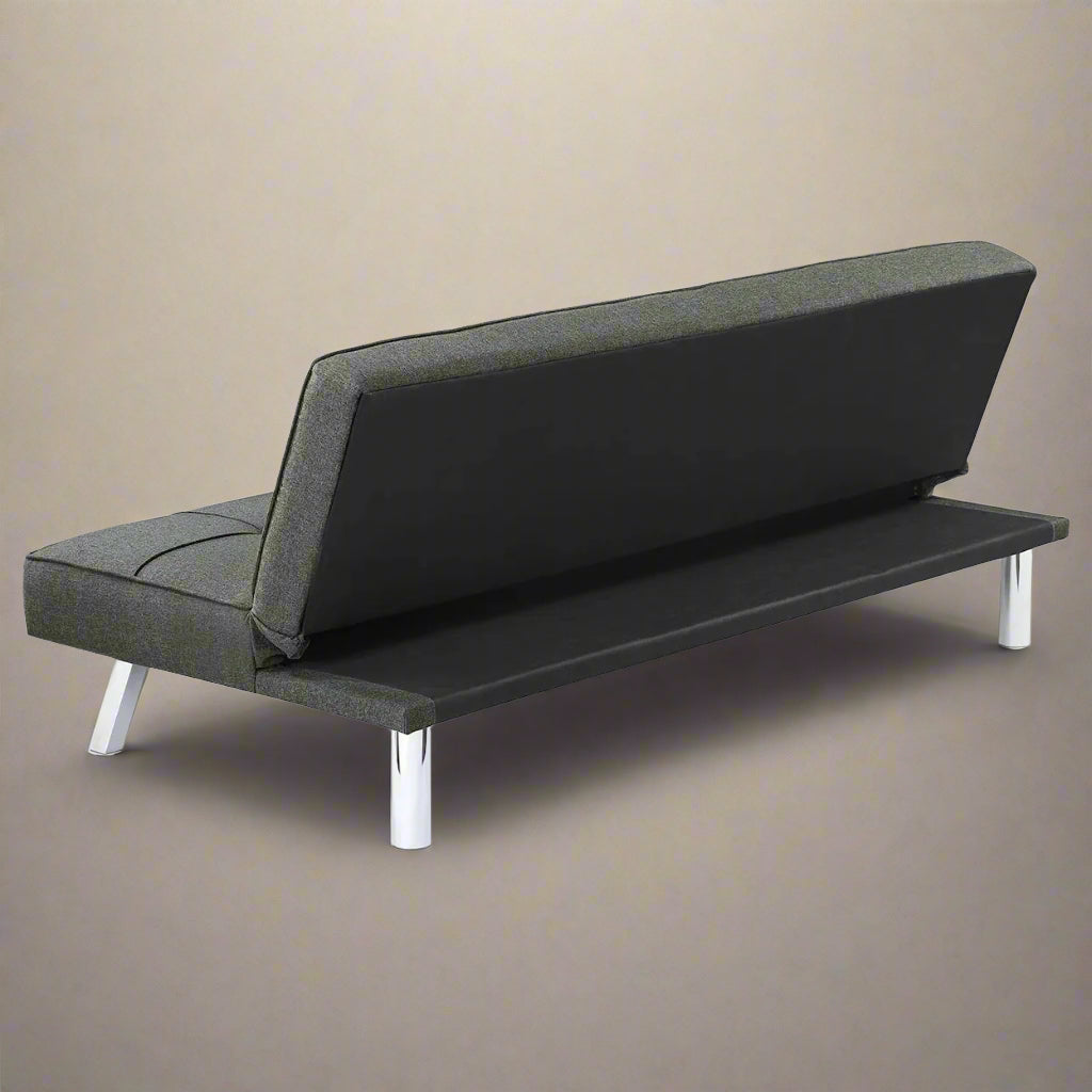 Black Modern Metal Frame Convertible Sofa Bed in Upright Position

Convertible Sofa Lounger in Minimal Living Room

Metal Frame Sofa Fully Reclined into Bed

Gray Futon Sofa with Metal Frame and Cushioned Seating

Multi-Position Convertible Sofa for Small Spaces

Side View of Sofa Lounger with Steel Legs

Foldable Futon Sofa with Modern Design

Compact Sofa Bed Setup in Small Apartment

Adjustable Metal Frame Sleeper Sofa in Gray