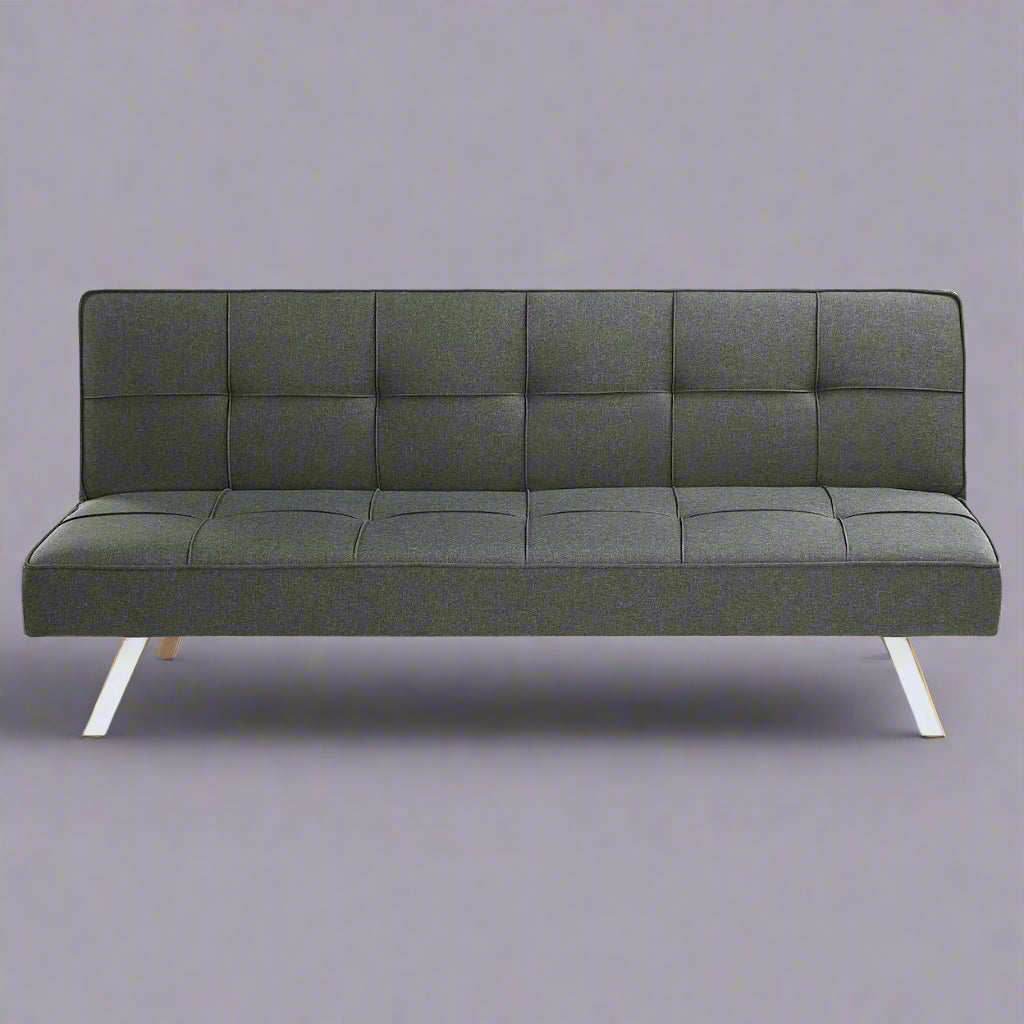 Black Modern Metal Frame Convertible Sofa Bed in Upright Position

Convertible Sofa Lounger in Minimal Living Room

Metal Frame Sofa Fully Reclined into Bed

Gray Futon Sofa with Metal Frame and Cushioned Seating

Multi-Position Convertible Sofa for Small Spaces

Side View of Sofa Lounger with Steel Legs

Foldable Futon Sofa with Modern Design

Compact Sofa Bed Setup in Small Apartment

Adjustable Metal Frame Sleeper Sofa in Gray