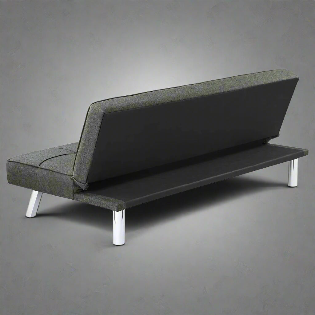 Black Modern Metal Frame Convertible Sofa Bed in Upright Position

Convertible Sofa Lounger in Minimal Living Room

Metal Frame Sofa Fully Reclined into Bed

Gray Futon Sofa with Metal Frame and Cushioned Seating

Multi-Position Convertible Sofa for Small Spaces

Side View of Sofa Lounger with Steel Legs

Foldable Futon Sofa with Modern Design

Compact Sofa Bed Setup in Small Apartment

Adjustable Metal Frame Sleeper Sofa in Gray