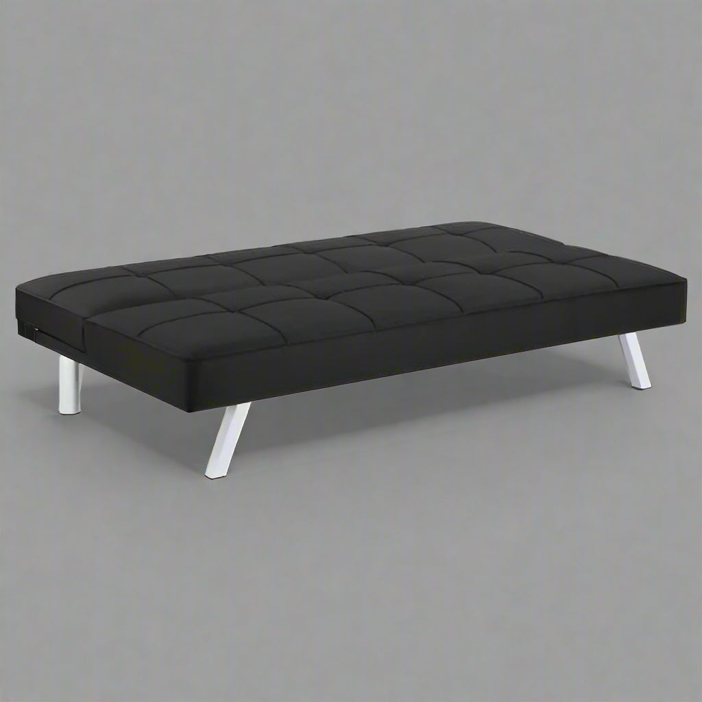 Black Modern Metal Frame Convertible Sofa Bed in Upright Position

Convertible Sofa Lounger in Minimal Living Room

Metal Frame Sofa Fully Reclined into Bed

Gray Futon Sofa with Metal Frame and Cushioned Seating

Multi-Position Convertible Sofa for Small Spaces

Side View of Sofa Lounger with Steel Legs

Foldable Futon Sofa with Modern Design

Compact Sofa Bed Setup in Small Apartment

Adjustable Metal Frame Sleeper Sofa in Gray
