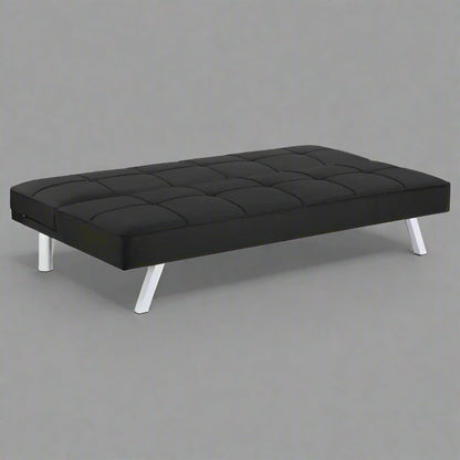 Black Modern Metal Frame Convertible Sofa Bed in Upright Position

Convertible Sofa Lounger in Minimal Living Room

Metal Frame Sofa Fully Reclined into Bed

Gray Futon Sofa with Metal Frame and Cushioned Seating

Multi-Position Convertible Sofa for Small Spaces

Side View of Sofa Lounger with Steel Legs

Foldable Futon Sofa with Modern Design

Compact Sofa Bed Setup in Small Apartment

Adjustable Metal Frame Sleeper Sofa in Gray
