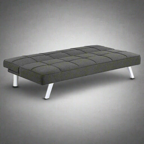 Black Modern Metal Frame Convertible Sofa Bed in Upright Position

Convertible Sofa Lounger in Minimal Living Room

Metal Frame Sofa Fully Reclined into Bed

Gray Futon Sofa with Metal Frame and Cushioned Seating

Multi-Position Convertible Sofa for Small Spaces

Side View of Sofa Lounger with Steel Legs

Foldable Futon Sofa with Modern Design

Compact Sofa Bed Setup in Small Apartment

Adjustable Metal Frame Sleeper Sofa in Gray