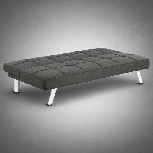 Black Modern Metal Frame Convertible Sofa Bed in Upright Position

Convertible Sofa Lounger in Minimal Living Room

Metal Frame Sofa Fully Reclined into Bed

Gray Futon Sofa with Metal Frame and Cushioned Seating

Multi-Position Convertible Sofa for Small Spaces

Side View of Sofa Lounger with Steel Legs

Foldable Futon Sofa with Modern Design

Compact Sofa Bed Setup in Small Apartment

Adjustable Metal Frame Sleeper Sofa in Gray