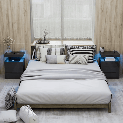 White Modern Nightstand with LED Lights and Charging Ports

Black Nightstand with RGB Lighting in Bedroom Setup

Smart Nightstand with Glowing LED Drawers – White Finish

Compact Bedside Table with Built-In Outlets and Lights

Modern Nightstand with Power Outlets and Drawer Storage