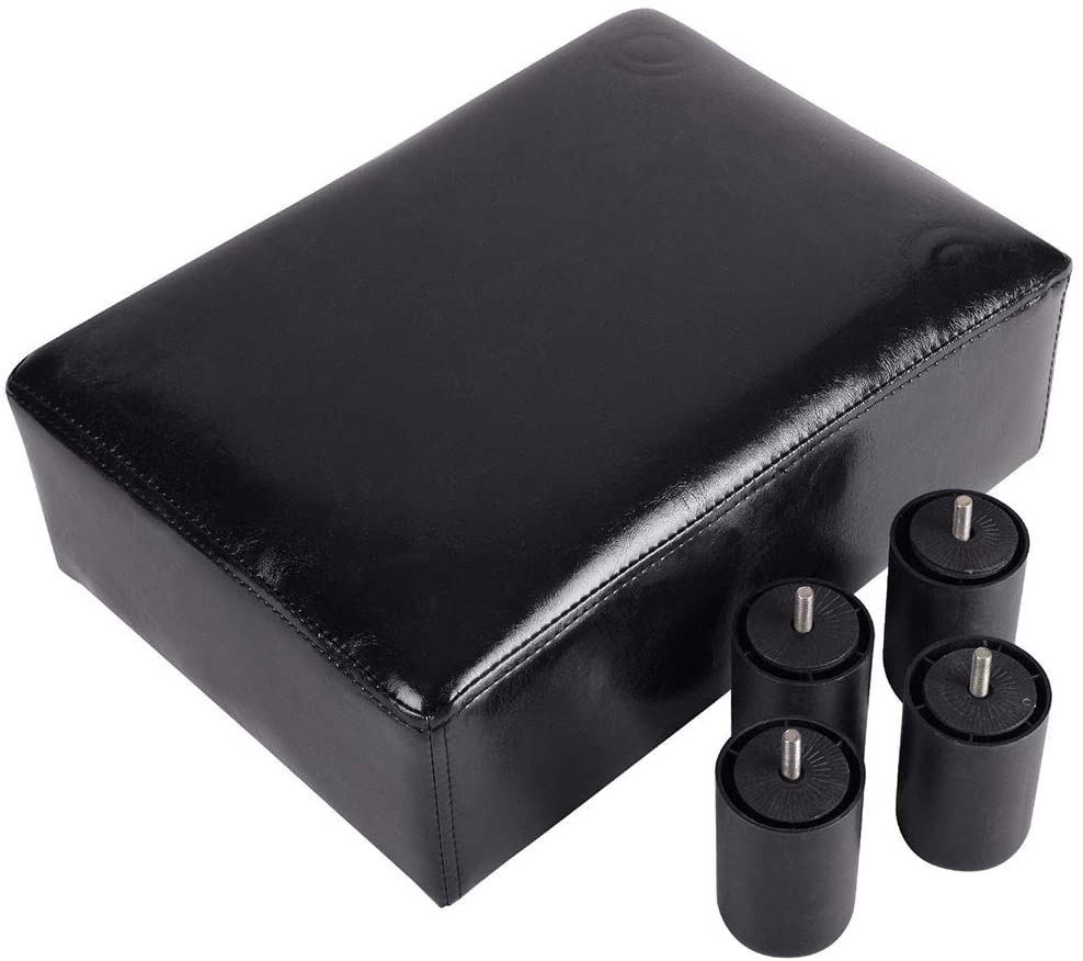 Modern PU Leather Ottoman Stool Footrest – Black Compact Home Seating 112452 - with | Sold by Uncle Wiener's Wholesale
