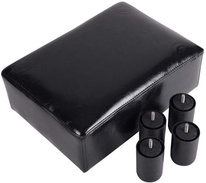 Modern PU Leather Ottoman Stool Footrest – Black Compact Home Seating 112452 - with | Sold by Uncle Wiener's Wholesale