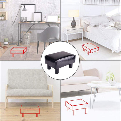 Modern PU Leather Ottoman Stool Footrest – Black Compact Home Seating 112452 - with | Sold by Uncle Wiener's Wholesale