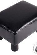 Modern PU Leather Ottoman Stool Footrest – Black Compact Home Seating 112452 - with | Sold by Uncle Wiener's Wholesale