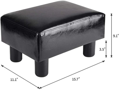 Modern PU Leather Ottoman Stool Footrest – Black Compact Home Seating 112452 - with | Sold by Uncle Wiener's Wholesale
