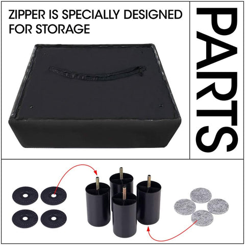 Modern PU Leather Ottoman Stool Footrest – Black Compact Home Seating 112452 - with | Sold by Uncle Wiener's Wholesale