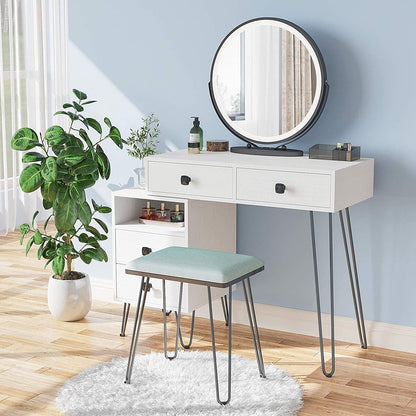 Modern Vanity Desk with LED Mirror & Storage Drawers Makeup Table 113227 - with | Sold by Uncle Wiener's Wholesale