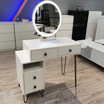 Modern Vanity Desk with LED Mirror & Storage Drawers Makeup Table 113227 - with | Sold by Uncle Wiener's Wholesale