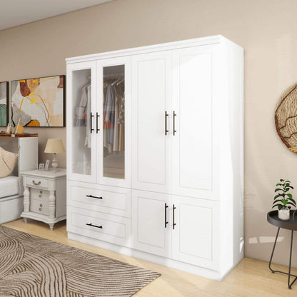 Modern Wardrobe Storage Cabinet with Acrylic Doors & Drawers White SKU 113229 - with | Sold by Uncle Wiener's Wholesale