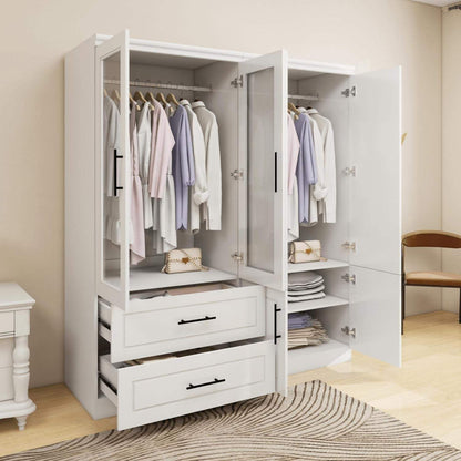 Modern Wardrobe Storage Cabinet with Acrylic Doors & Drawers White SKU 113229 - with | Sold by Uncle Wiener's Wholesale