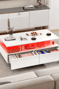 Modern White/Black Coffee Table with 4 Drawers & RGB LED Lights – Sleek Living Room Centerpiece - with White | Sold by Uncle Wiener's Wholesale
