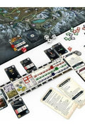 Skyrim The Adventure Game board game box front
Components of Skyrim board game laid out
Modiphius Skyrim game cards and tokens
Skyrim The Adventure Game in solo and co-op mode