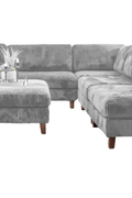 Modular 10ft Wide Corduroy Sofa – Modern Room Furniture with Plush Texture - with Light Gray | Sold by Uncle Wiener's Wholesale