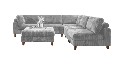 Modular 10ft Wide Corduroy Sofa – Modern Room Furniture with Plush Texture - with Light Gray | Sold by Uncle Wiener's Wholesale