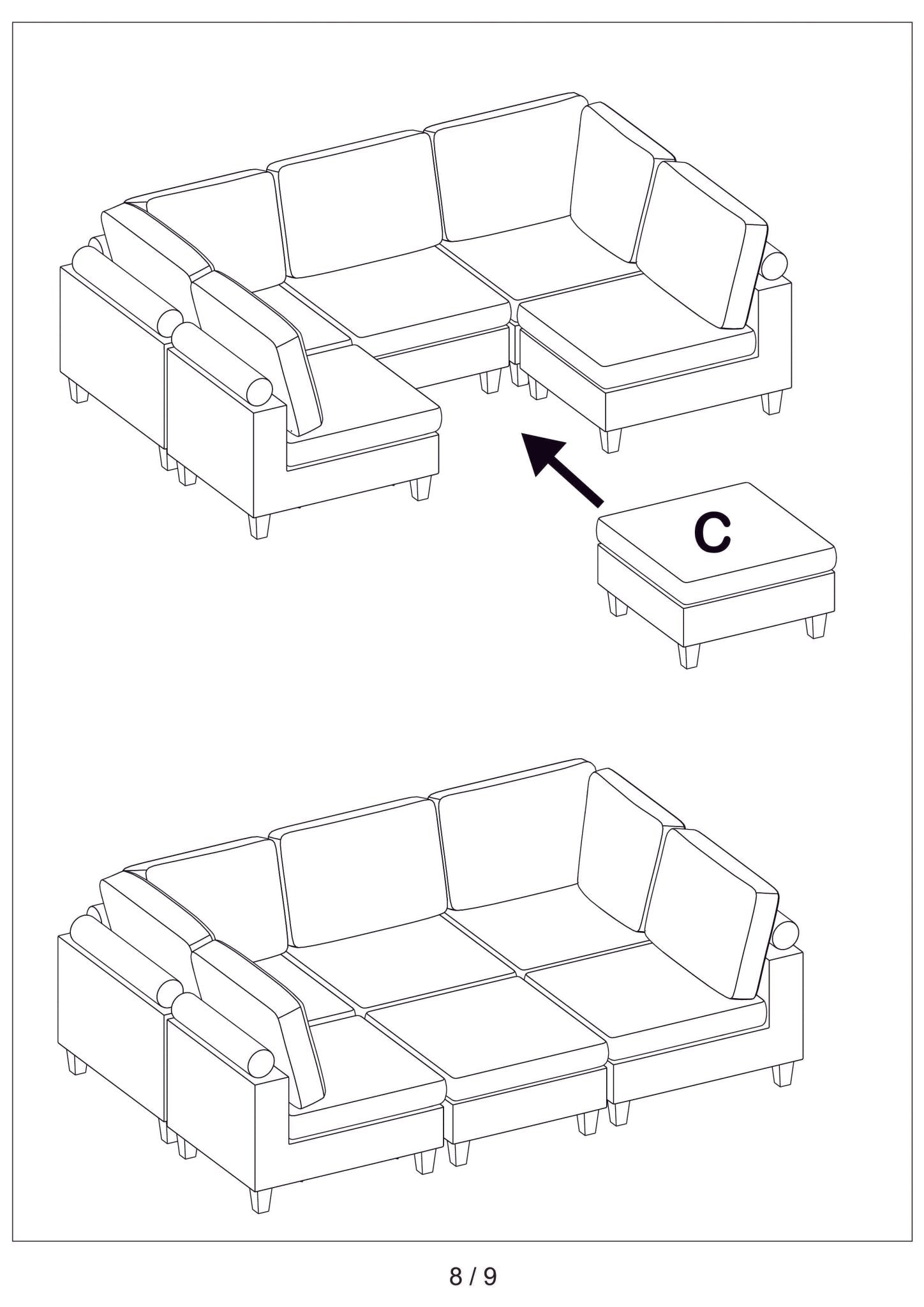 Modular 10ft Wide Corduroy Sofa – Modern Room Furniture with Plush Texture - with Dark Gray | Sold by Uncle Wiener's Wholesale