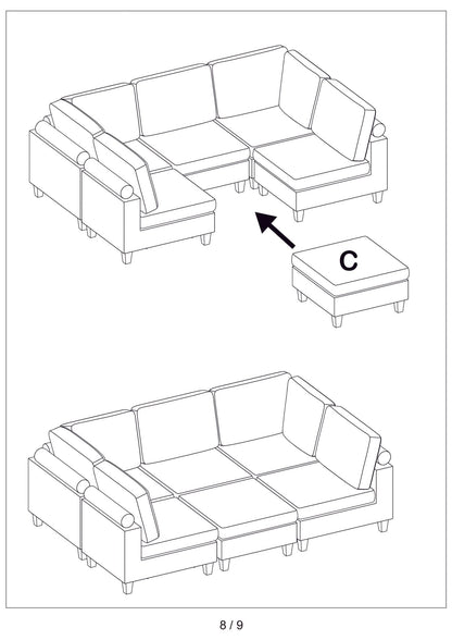 Modular 10ft Wide Corduroy Sofa – Modern Room Furniture with Plush Texture - with Dark Gray | Sold by Uncle Wiener's Wholesale