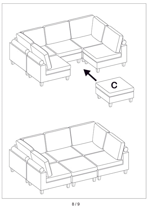 Modular 10ft Wide Corduroy Sofa – Modern Room Furniture with Plush Texture - with Dark Gray | Sold by Uncle Wiener's Wholesale