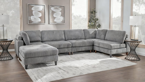 Modular 10ft Wide Corduroy Sofa – Modern Room Furniture with Plush Texture - with Dark Gray | Sold by Uncle Wiener's Wholesale