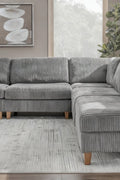 Modular 10ft Wide Corduroy Sofa – Modern Room Furniture with Plush Texture - with Light Gray | Sold by Uncle Wiener's Wholesale