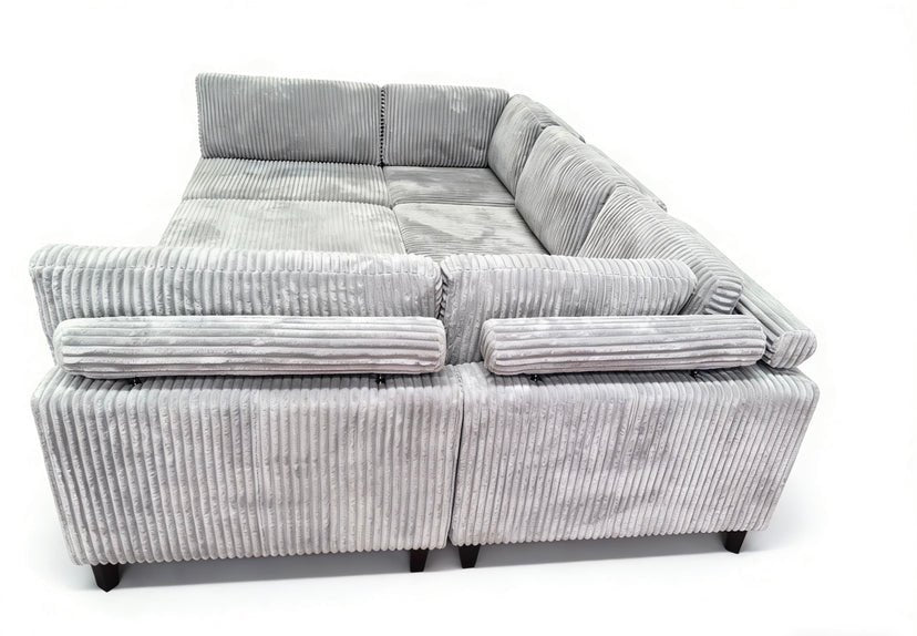 Modular 10ft Wide Corduroy Sofa – Modern Room Furniture with Plush Texture - with Black | Sold by Uncle Wiener's Wholesale