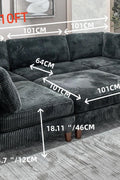 Modular 10ft Wide Corduroy Sofa – Modern Room Furniture with Plush Texture - with Light Gray | Sold by Uncle Wiener's Wholesale
